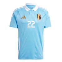 Camiseta Bélgica Jeremy Doku #22 Visitante Equipación Eurocopa 2024 manga corta